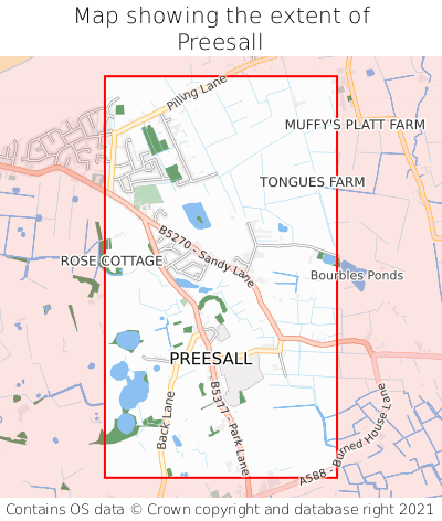 Map showing extent of Preesall as bounding box
