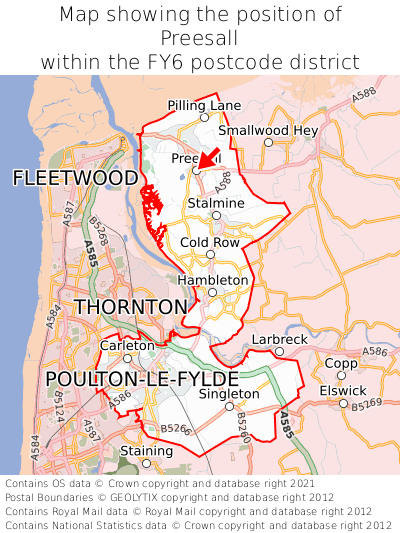 Map showing location of Preesall within FY6