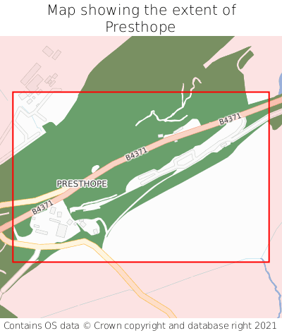 Map showing extent of Presthope as bounding box