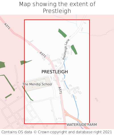 Map showing extent of Prestleigh as bounding box