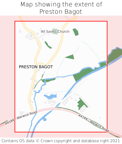 Map showing extent of Preston Bagot as bounding box
