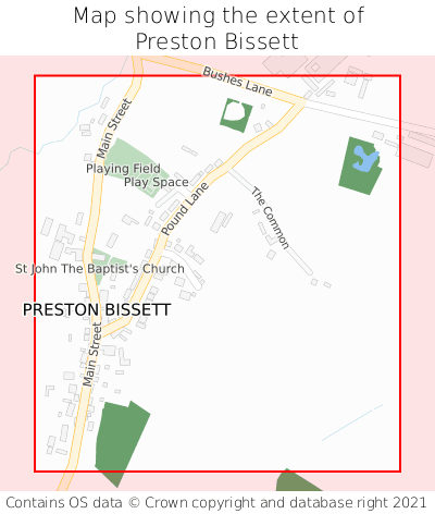 Map showing extent of Preston Bissett as bounding box