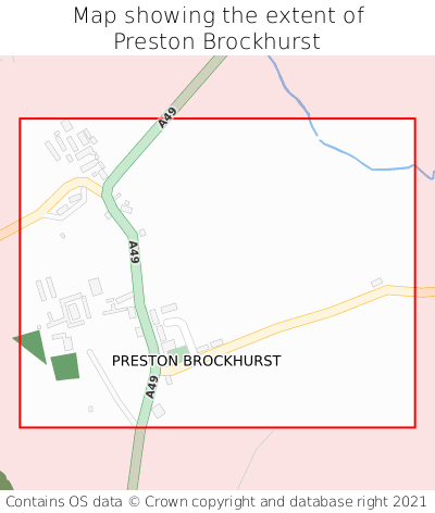 Map showing extent of Preston Brockhurst as bounding box