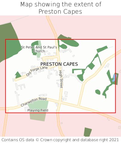Map showing extent of Preston Capes as bounding box