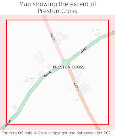 Map showing extent of Preston Cross as bounding box