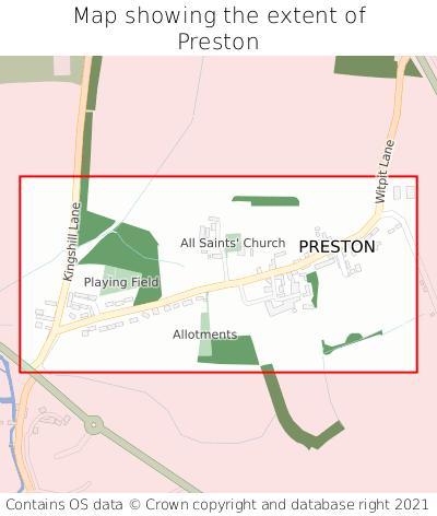 Map showing extent of Preston as bounding box