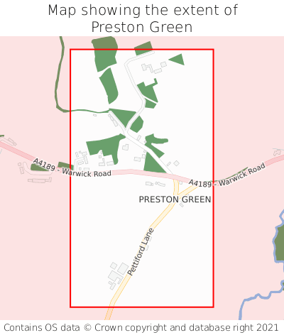 Map showing extent of Preston Green as bounding box