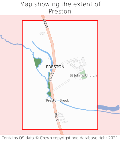 Map showing extent of Preston as bounding box