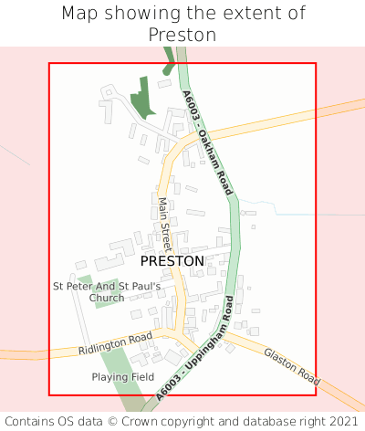 Map showing extent of Preston as bounding box