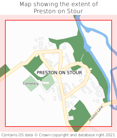 Map showing extent of Preston on Stour as bounding box