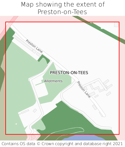 Map showing extent of Preston-on-Tees as bounding box