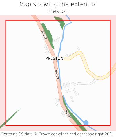 Map showing extent of Preston as bounding box