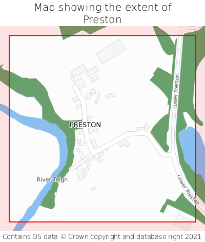 Map showing extent of Preston as bounding box