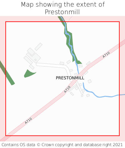 Map showing extent of Prestonmill as bounding box