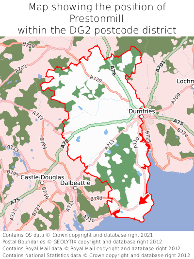 Map showing location of Prestonmill within DG2