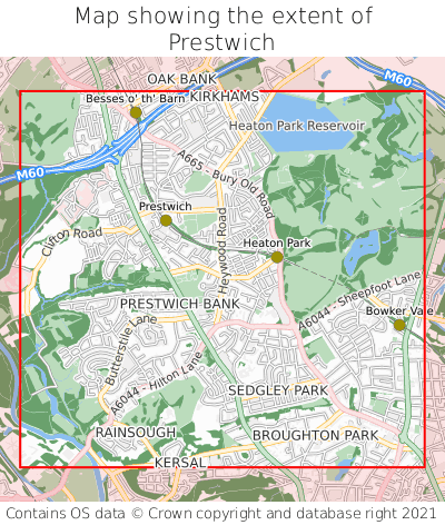 Map showing extent of Prestwich as bounding box