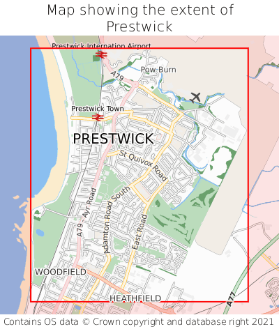 Map showing extent of Prestwick as bounding box