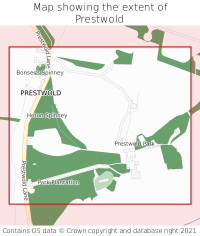 Map showing extent of Prestwold as bounding box