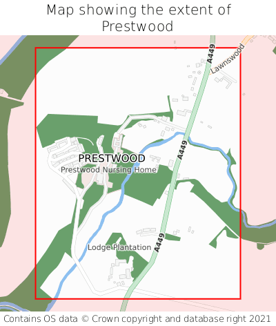 Map showing extent of Prestwood as bounding box