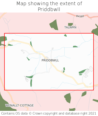 Map showing extent of Priddbwll as bounding box