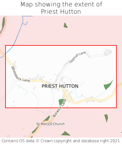Map showing extent of Priest Hutton as bounding box