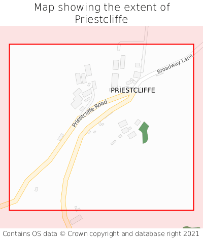 Map showing extent of Priestcliffe as bounding box