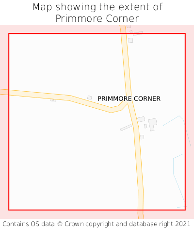 Map showing extent of Primmore Corner as bounding box