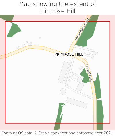 Map showing extent of Primrose Hill as bounding box