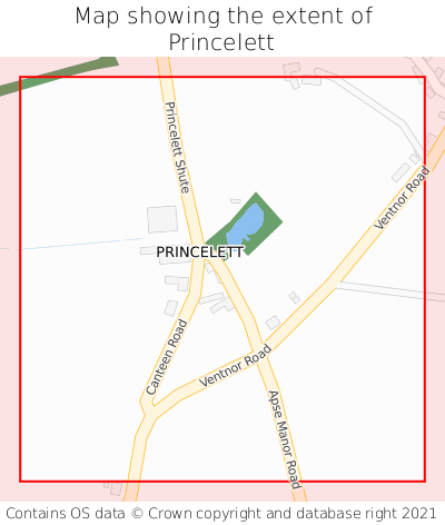 Map showing extent of Princelett as bounding box