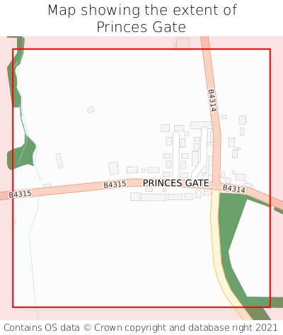 Map showing extent of Princes Gate as bounding box