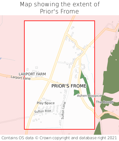 Map showing extent of Prior's Frome as bounding box