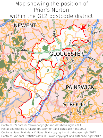 Map showing location of Prior's Norton within GL2
