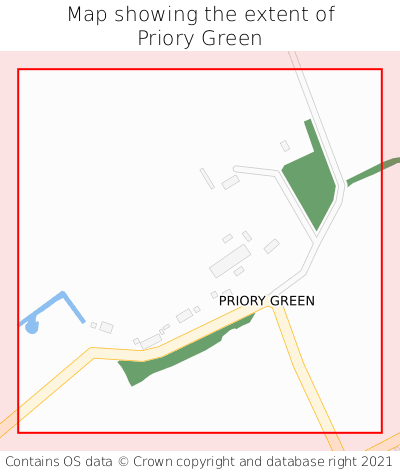 Map showing extent of Priory Green as bounding box