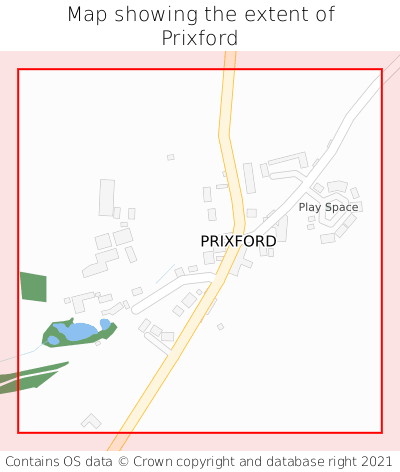 Map showing extent of Prixford as bounding box