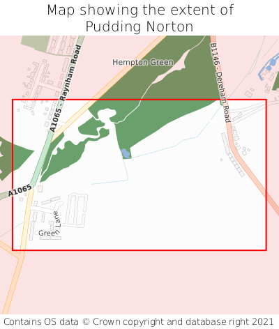 Map showing extent of Pudding Norton as bounding box