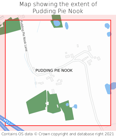 Map showing extent of Pudding Pie Nook as bounding box