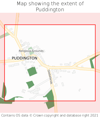 Map showing extent of Puddington as bounding box