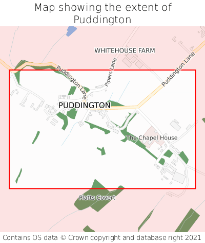 Map showing extent of Puddington as bounding box
