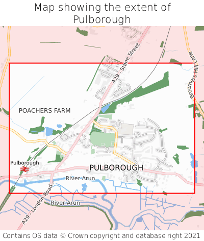 Map showing extent of Pulborough as bounding box