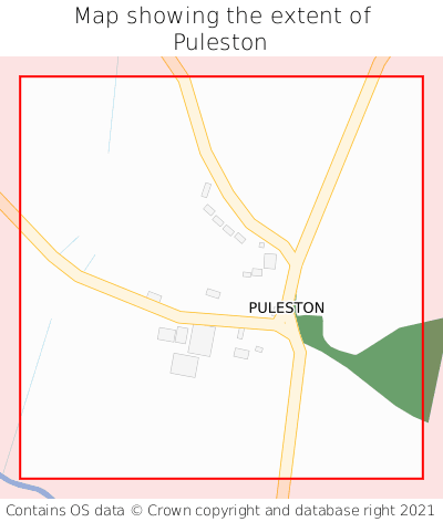 Map showing extent of Puleston as bounding box