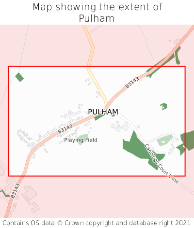 Map showing extent of Pulham as bounding box