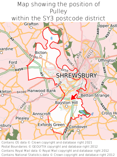 Map showing location of Pulley within SY3