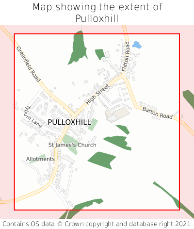 Map showing extent of Pulloxhill as bounding box