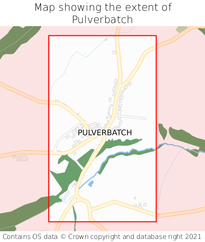 Map showing extent of Pulverbatch as bounding box