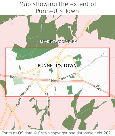 Map showing extent of Punnett's Town as bounding box