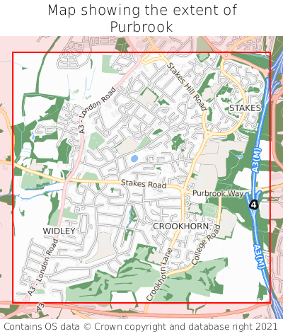 Map showing extent of Purbrook as bounding box