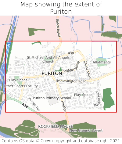 Map showing extent of Puriton as bounding box