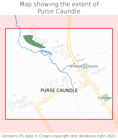 Map showing extent of Purse Caundle as bounding box