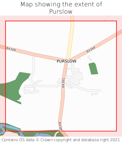 Map showing extent of Purslow as bounding box