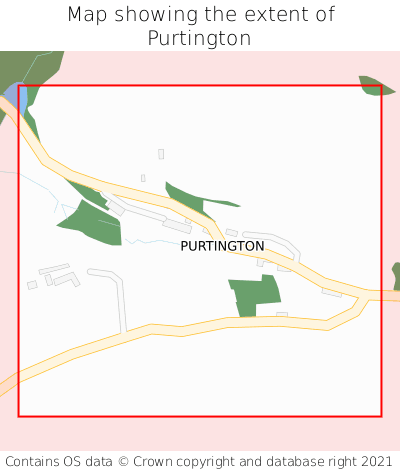 Map showing extent of Purtington as bounding box